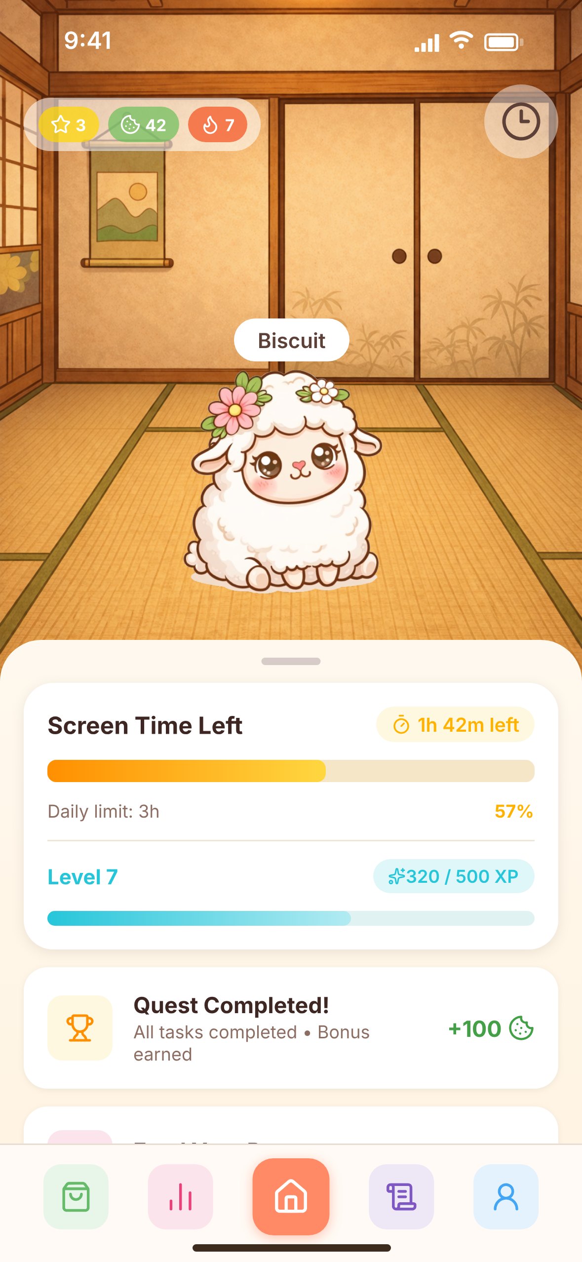 Biscuit app home screen